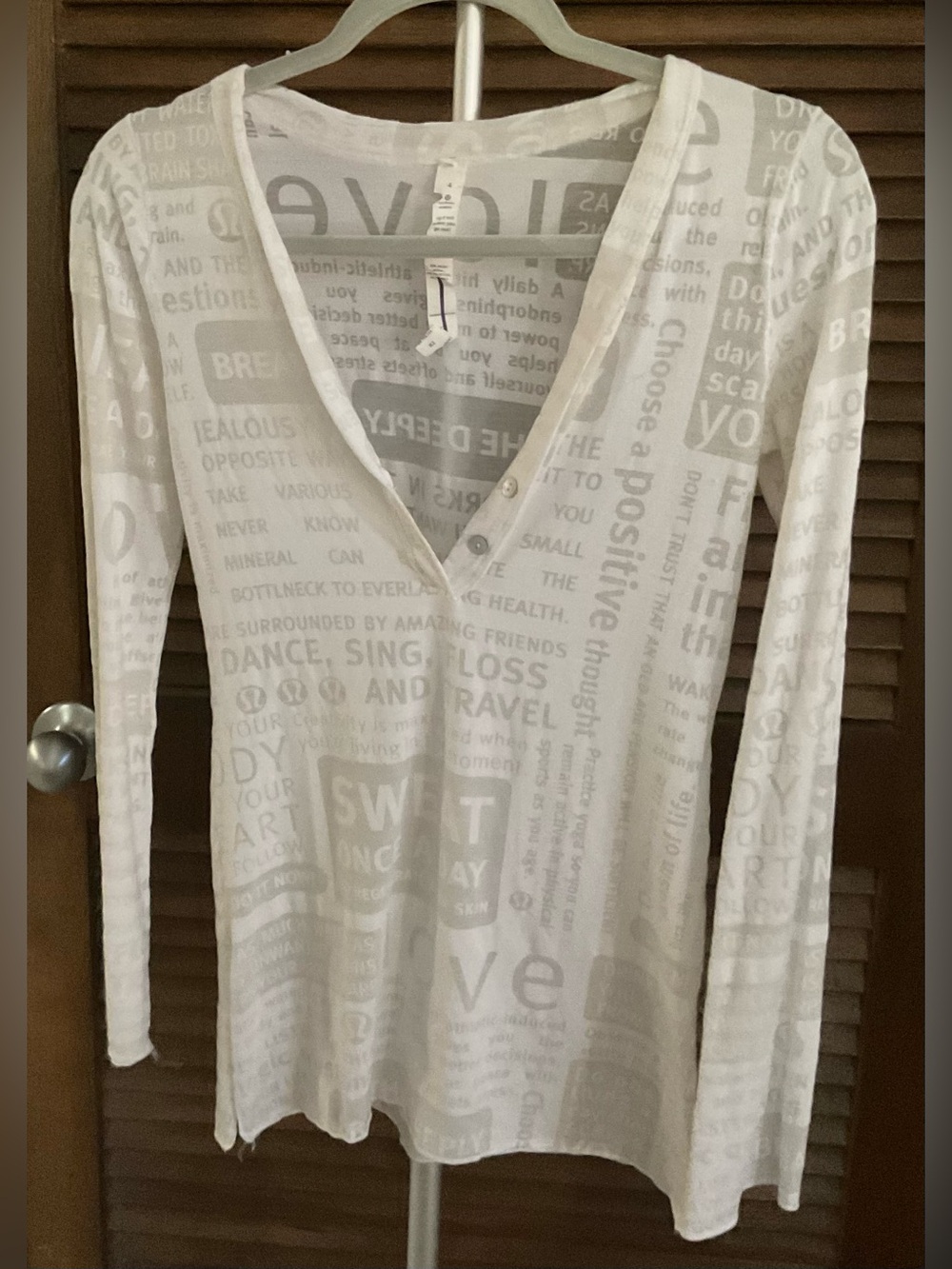 lululemon athletica White Button Front Graphic Long-Sleeve Henley